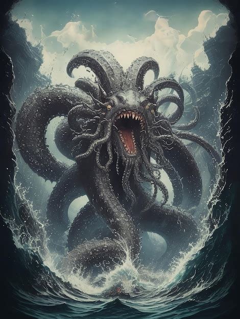 Premium AI Image | Mythical kraken poster