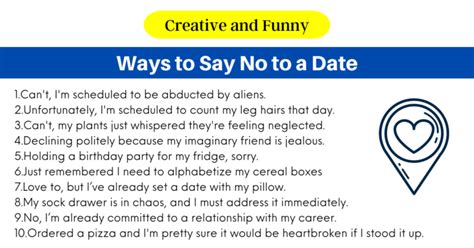 40 Creative and Funny Ways to Say No to a Date (2024)