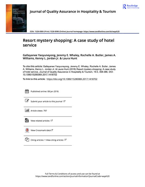 (PDF) Resort mystery shopping: A case study of hotel service