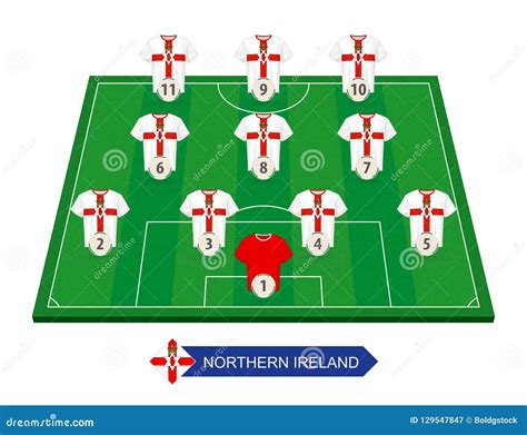 Northern Ireland Football Team Lineup on Soccer Field for Europe Stock ...