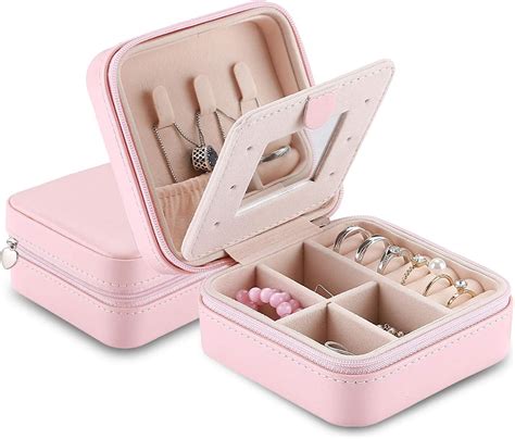 ProCase Small Jewelry Box Organizer, Faux Leather Portable Mini Travel Jewelry Trays Display ...