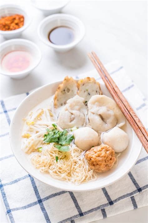 Noodles With Fish Ball In Soup Stock Image - Image of meal, white ...