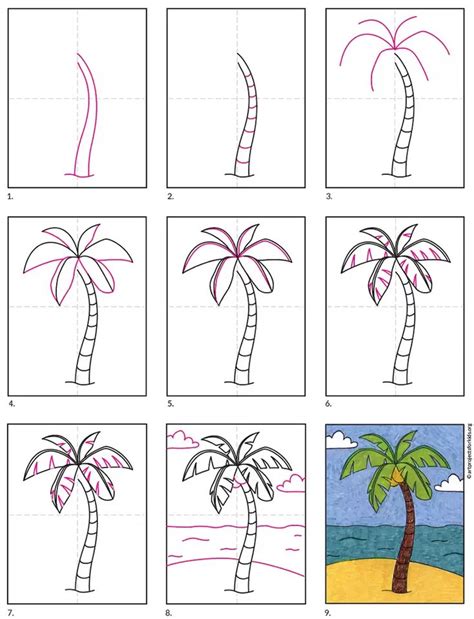 How to Draw a Palm Tree · Art Projects for Kids in 2021 | Palm tree art ...