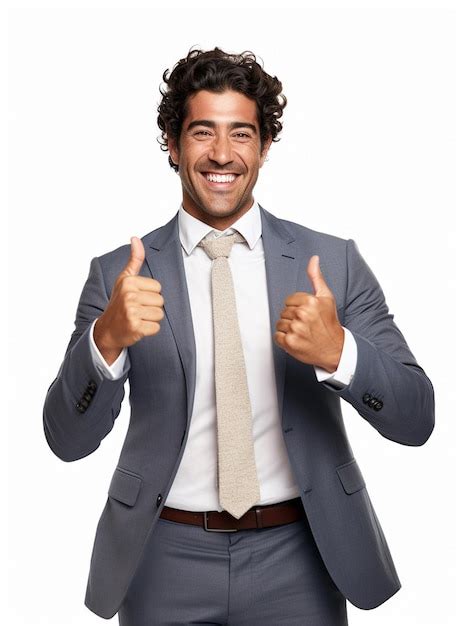 Premium AI Image | photo confident young businessman in suit standing with thumbs up