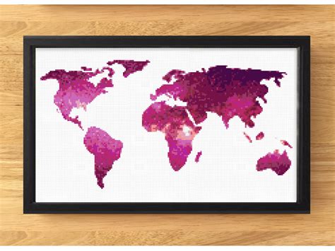 World Map Cross Stitch Kit World Map Cross Stitch Pattern | Etsy