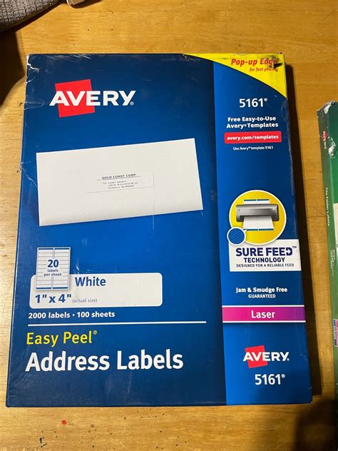 Avery 5161 Easy Peel Address Labels, Laser Print, 1” x 4” 10 Sheets, 2000 Labels 72782051617 | eBay