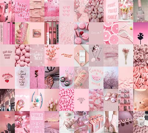 Light Pink baby Pink Aesthetic Wall Collage kit Digital Copy | Etsy in 2021 | Live wallpaper ...