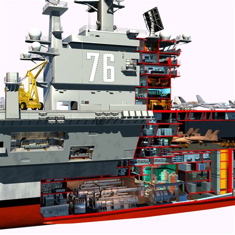 uss reagan cutaway aircraft carrier 3d obj