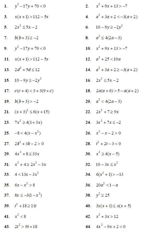 20++ Quadratic Inequalities Worksheet – Worksheets Decoomo