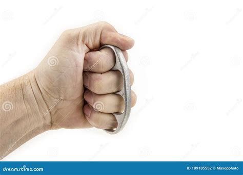 Iron Fist with Hand for Self Defence or Fight on the White. Stock Photo ...