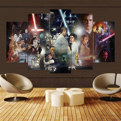 Star Wars Character Collage Movie – 5 Panel Canvas Art Wall Decor ...