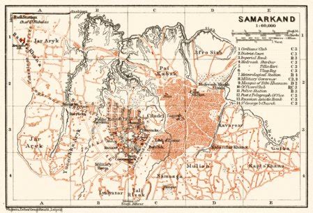 Samarkand (Самаркандъ, Samarqand) city Map, 1914 by Waldin | Avenza Maps