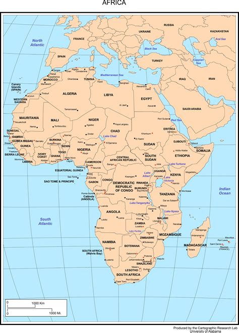 Africa Map With Countries And Cities - Canyon South Rim Map