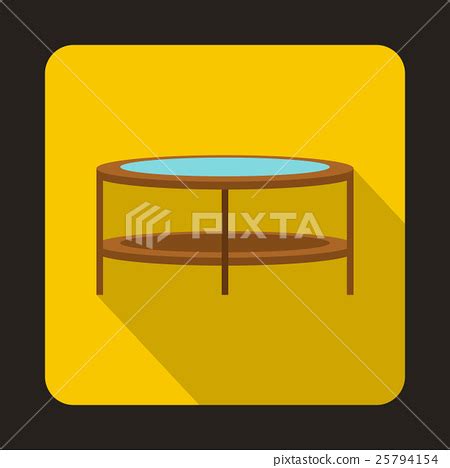 A round glass coffee table icon, flat style-插圖素材 [25794154] - PIXTA圖庫