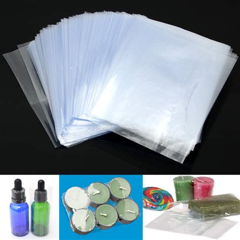 200Pcs PVC Heat Shrink Wrap Bags Clear Film DIY Crafts Gifts Bottle Pa ...