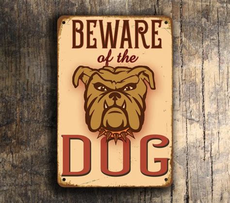 Vintage style Beware dog Sign | Classic Metal Signs