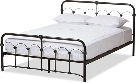 Queen TRIBECCA home Wrought Iron Bed Frame Dark Bronze Metal Queen Size ...