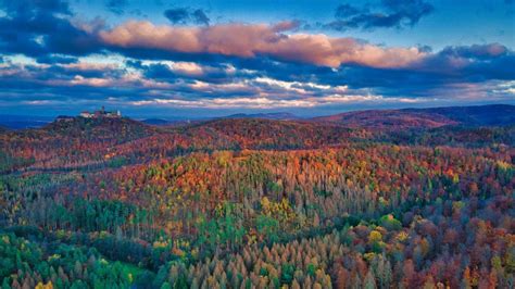 Thuringian Forest in autumn with Wartburg Castle,...