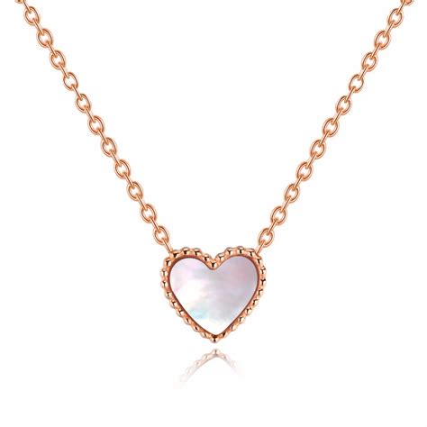 Rose gold color 316l stainless steel small cute love heart necklace ...