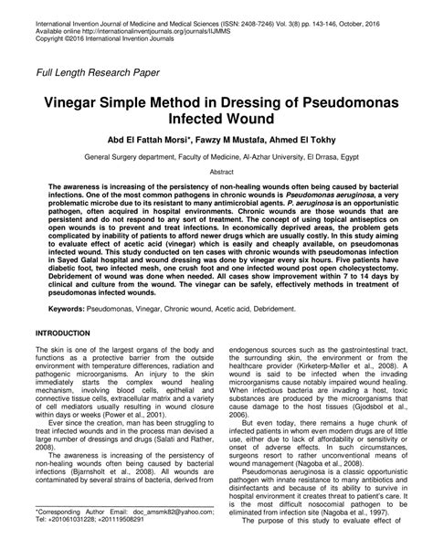 (PDF) Vinegar Simple Method in Dressing of Pseudomonas Infected Wound