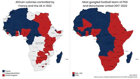 [OC] African colonies controlled by France and the United Kingdom in ...