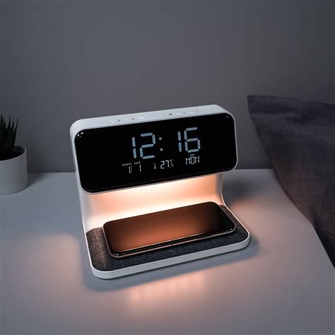 Wireless Charger Bedside Night Light with Digital Alarm Clock Bedroom Lamp A26