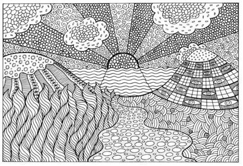 Bright Sun Rays Illuminate The Mountain Meadow coloring page - Download ...