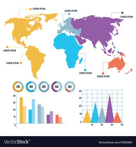 World map infographic information report network Vector Image