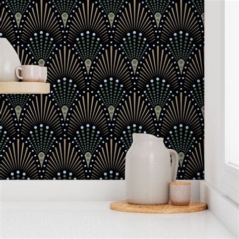 Art Deco Fan (black) Wallpaper | Spoonflower