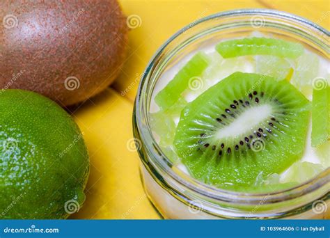 Lime and Kiwi Fruit Sweet Dessert. High Vitamin C Food. Stock Photo - Image of organic ...