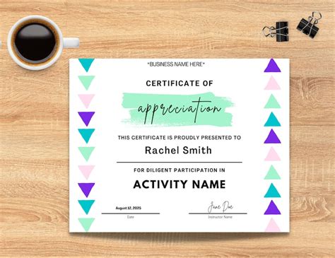 Certificate of Appreciation Template Editable in Canva - Etsy