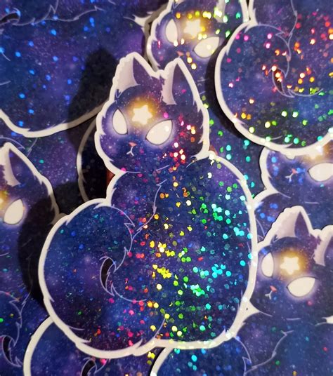 Holographic Galaxy Cat Stickers - Etsy