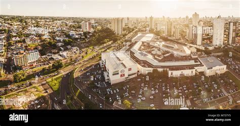 Campo Grande, Brazil - February 23, 2018: Panoramic aerial view from the city, the main avenue ...