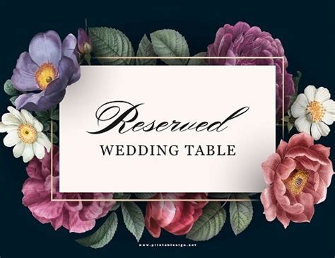 Reserved Wedding Table Signs | FREE Download