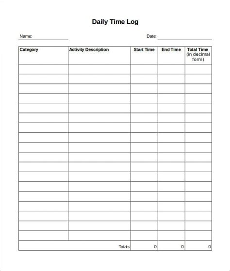 Daily Log Sheet Template Excel