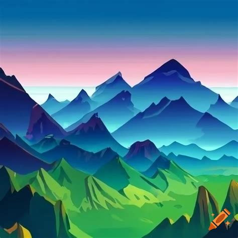 Colorful cartoon andes mountain range on Craiyon