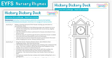 EYFS Hickory Dickory Dock Expressive Arts and Design – Classroom Secrets | Classroom Secrets