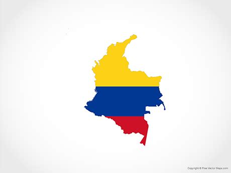 Printable Vector Map of Colombia - Flag | Free Vector Maps