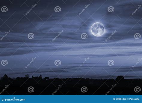 Night Landscape with the Full Moon Stock Photo - Image of full, glow: 30064402