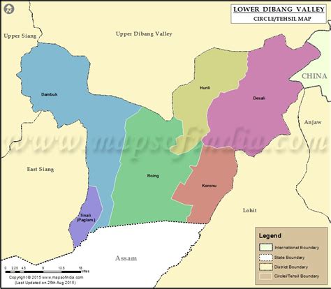 Lower Dibang Valley Tehsil Map, Circles in Lower Dibang Valley