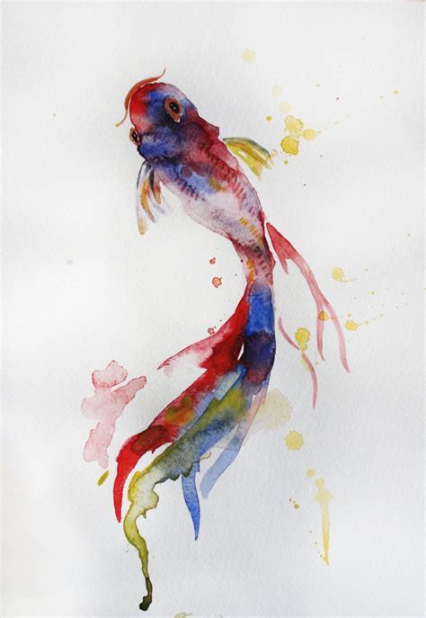 Original Watercolor Painting Koi Fish Gold Fish by MaryArtStudio