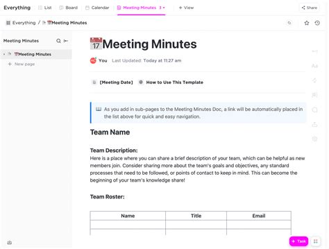 Clickup Meeting Agenda Template