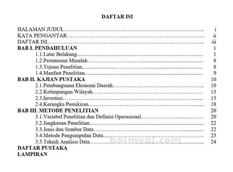 Contoh Daftar Isi Makalah, Proposal, Skripsi & Laporan yang Benar