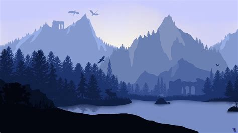 Minimalistic mystical mountains [1920 x 1080] | Landscape wallpaper, Anime scenery wallpaper ...
