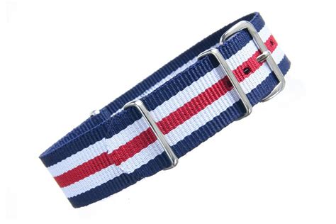 Navy/White/Red NATO - 20mm | Crown & Buckle