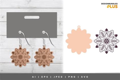 Leaves Mandala Pattern Earrings Laser Cut Design