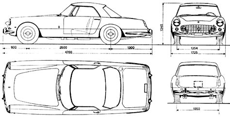 Ferrari 250 GT 1959 Blueprint - Download free blueprint for 3D modeling