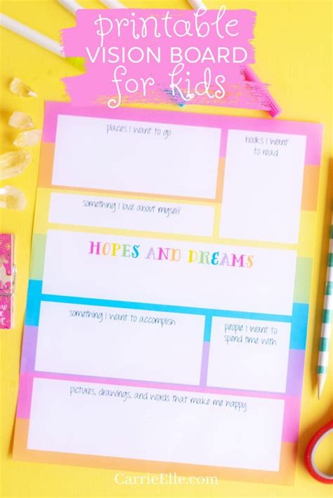 Printable Vision Board Template for Kids - Carrie Elle