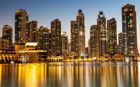 dubai, Golden, Reflections, United, Arab, Emirates, Architecture, Buildings, Skyscrapers, Lights ...