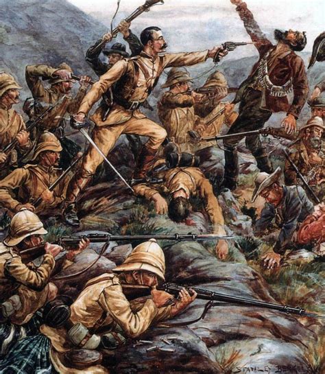 Melee combat between Boer troops and British Highlanders, Boer War | Military artwork, War art ...